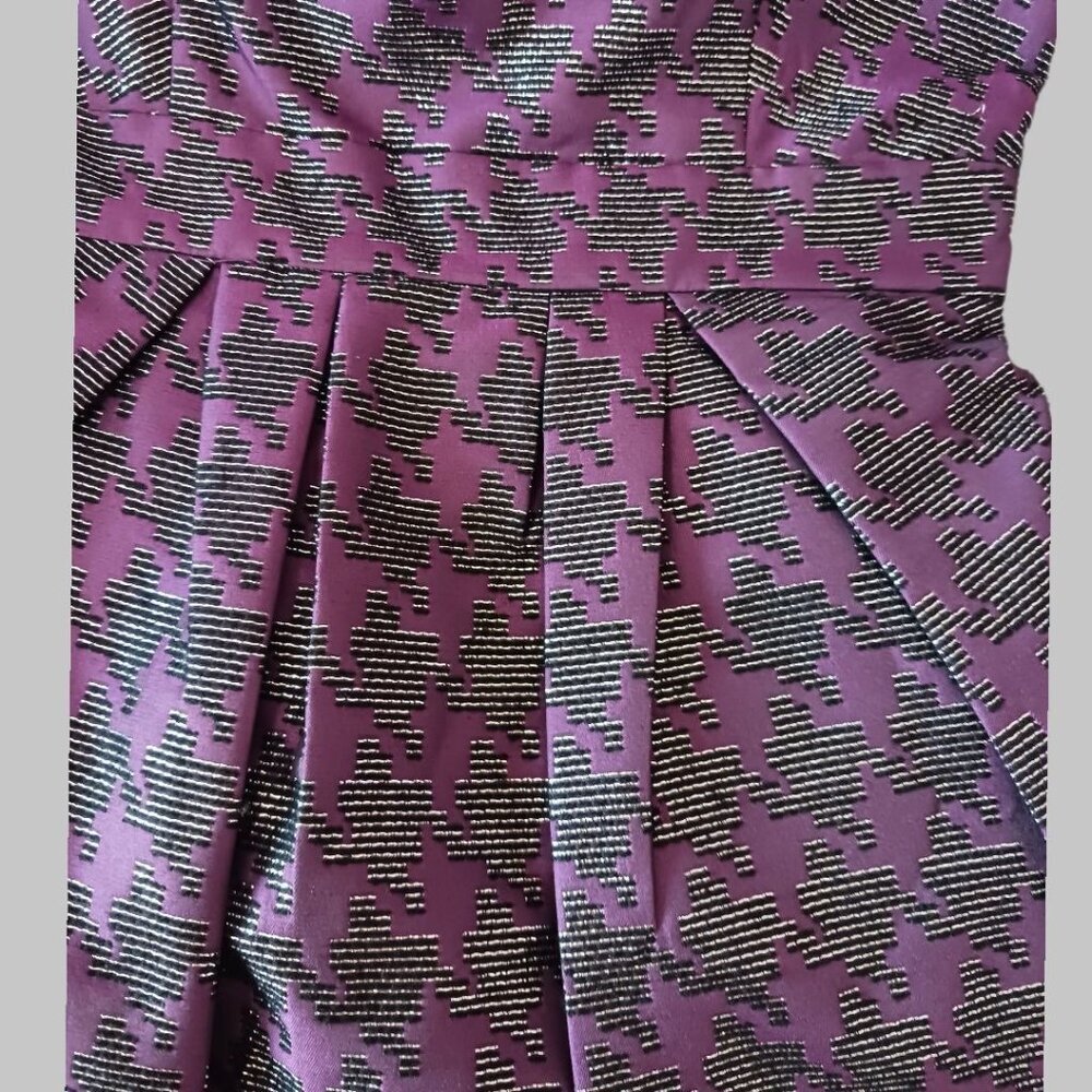 2B Rych One-Shoulder Plum Metallic Jacquard Mini Dress Polyester Blend Sz 0 - Picture 12 of 16